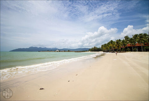 Jellegzetes langkawi tengerparti látkép Pantai Cenang közelében.